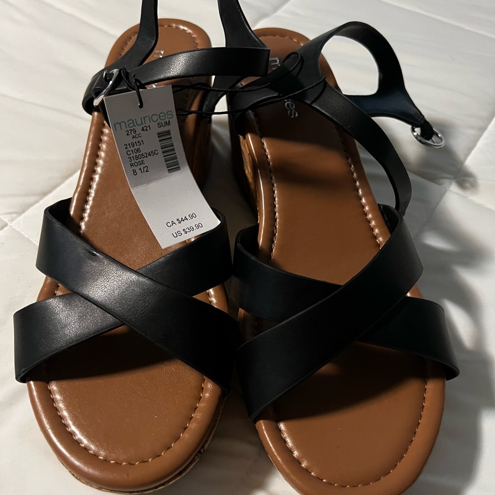 Maurices Black Cross-Strap Sandals